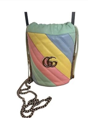 Gucci Pastel Multicolor GG Marmont Bucket Crossbody Bag